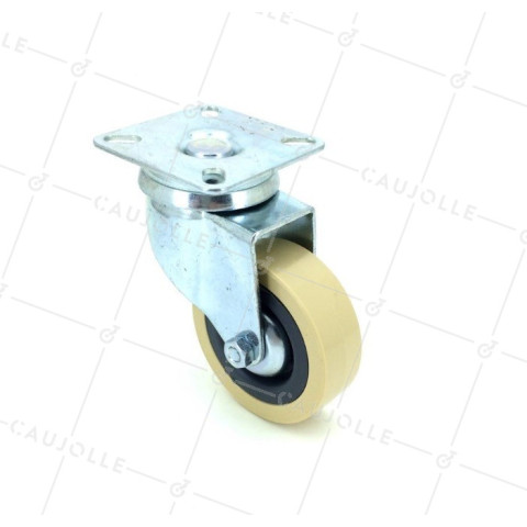 RUEDA PARA COLECTIVIDADES DE PVC FLEXIBLE DE COLOR MARFIL CON UN DIÁMETRO DE 65 MM CARGA 35 KG- S140IVOIRE • Caujolle