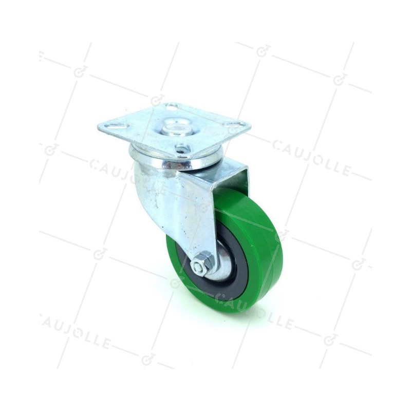 RUEDA PARA COLECTIVIDADES DE PVC FLEXIBLE DE COLOR VERDE CON UN DIÁMETRO DE 65 MM CARGA 35 KG- S140VERTE