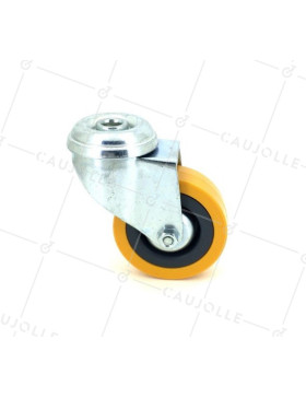 RUEDA PARA COLECTIVIDADES DE PVC FLEXIBLE AMARILLA CON UN DIÁMETRO DE 65 MM CARGA 35 KG CON FIJACIÓN DE 10 MM - S190JAUNE