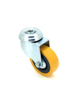 RUEDA PARA COLECTIVIDADES DE PVC FLEXIBLE AMARILLA CON UN DIÁMETRO DE 65 MM CARGA 35 KG CON FIJACIÓN DE 10 MM - S190JAUNE