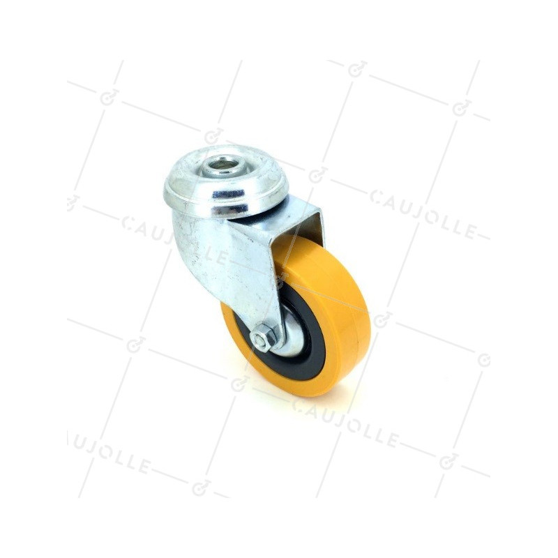 RUEDA PARA COLECTIVIDADES DE PVC FLEXIBLE AMARILLA CON UN DIÁMETRO DE 65 MM CARGA 35 KG CON FIJACIÓN DE 10 MM - S190JAUNE
