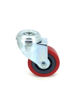 RUEDA PARA COLECTIVIDADES DE PVC FLEXIBLE ROJA CON UN DIÁMETRO DE 65 MM CARGA 35 KG CON FIJACIÓN DE 10 MM - S190ROUGE