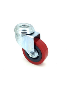 RUEDA PARA COLECTIVIDADES DE PVC FLEXIBLE ROJA CON UN DIÁMETRO DE 65 MM CARGA 35 KG CON FIJACIÓN DE 10 MM - S190ROUGE