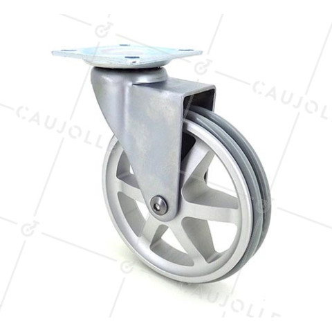 RUEDA DE DISEÑO DE ALUMINIO GRIS CON UN DIÁMETRO DE 100 MM CARGA 55 KG - ALUSTYL100P • Caujolle