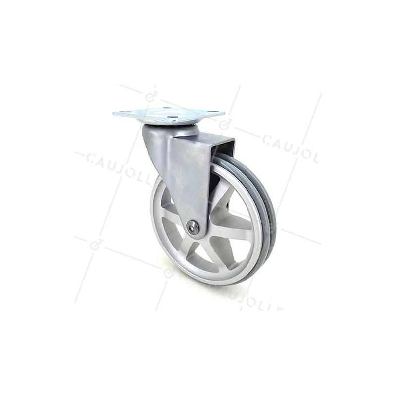 RUEDA DE DISEÑO DE ALUMINIO GRIS CON UN DIÁMETRO DE 100 MM CARGA 55 KG - ALUSTYL100P