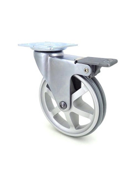 RUEDA DE DISEÑO DE ALUMINIO GRIS CON FRENO Y UN DIÁMETRO DE 100 MM CARGA 55 KG - ALUSTYL100PAF
