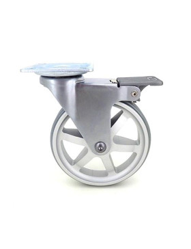 RUEDA DE DISEÑO DE ALUMINIO GRIS CON FRENO Y UN DIÁMETRO DE 100 MM CARGA 55 KG - ALUSTYL100PAF