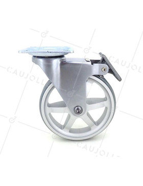 RUEDA DE DISEÑO DE ALUMINIO GRIS CON FRENO Y UN DIÁMETRO DE 100 MM CARGA 55 KG - ALUSTYL100PAF
