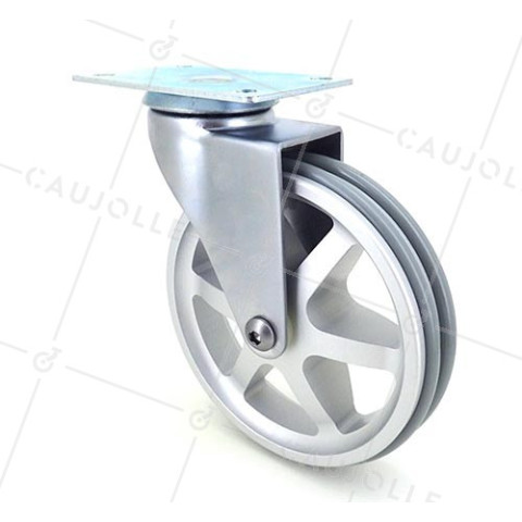 RUEDA DE DISEÑO DE ALUMINIO GRIS CON UN DIÁMETRO DE 125 MM CARGA 70 KG - ALUSTYL125P • Caujolle