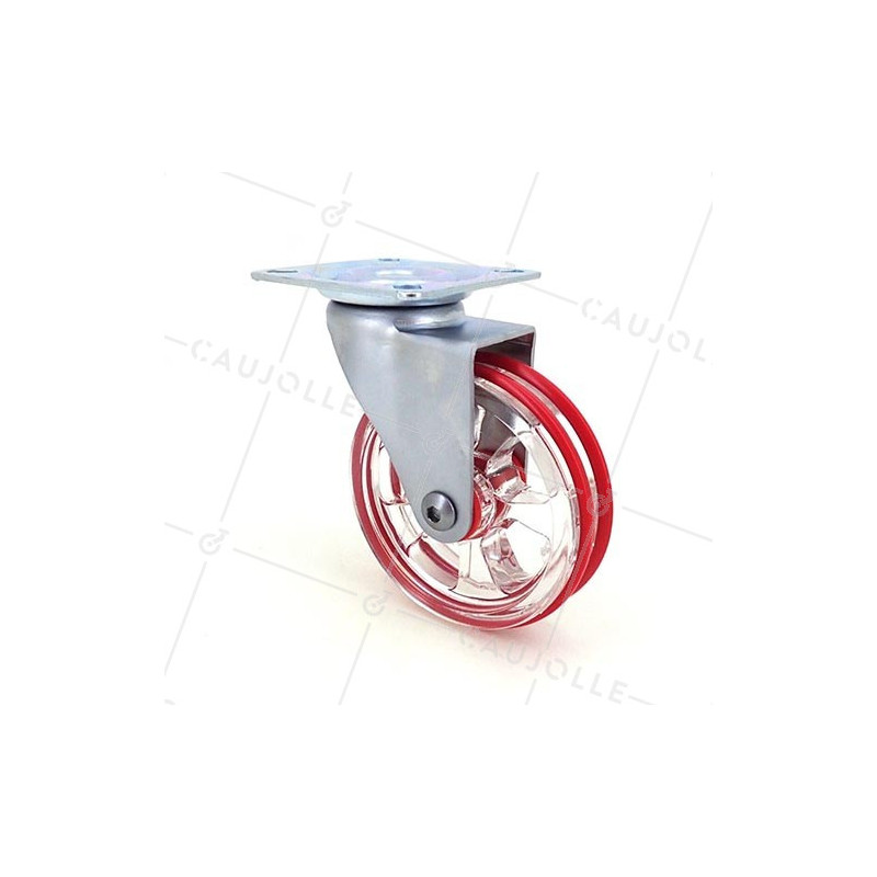 RUEDA DE DISEÑO TRANSPARENTE ROJA CON UN DIÁMETRO DE 75 MM CARGA 50 KG - CRYSTAL R75P