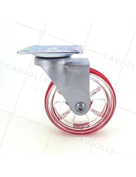 RUEDA DE DISEÑO TRANSPARENTE ROJA CON UN DIÁMETRO DE 75 MM CARGA 50 KG - CRYSTAL R75P