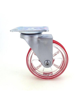 RUEDA DE DISEÑO TRANSPARENTE ROJA CON UN DIÁMETRO DE 75 MM CARGA 50 KG - CRYSTAL R75P