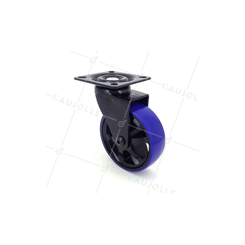 RUEDA DE DISEÑO DE ALUMINIO PULIDO NEGRO Y AZUL CON UN DIÁMETRO DE 75 MM CARGA 45 KG - BLACKBLUE75P