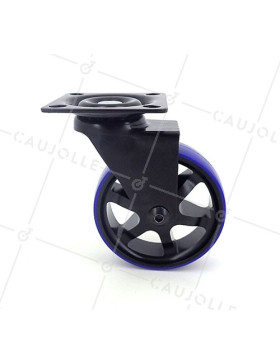 RUEDA DE DISEÑO DE ALUMINIO PULIDO NEGRO Y AZUL CON UN DIÁMETRO DE 75 MM CARGA 45 KG - BLACKBLUE75P