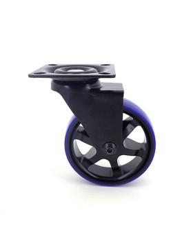 RUEDA DE DISEÑO DE ALUMINIO PULIDO NEGRO Y AZUL CON UN DIÁMETRO DE 75 MM CARGA 45 KG - BLACKBLUE75P