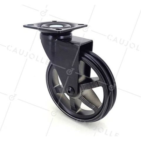 RUEDA DE DISEÑO DE ALUMINIO NEGRO PULIDO CON UN DIÁMETRO DE 100 MM CARGA 55 KG - BLACKSTYL 100P • Caujolle