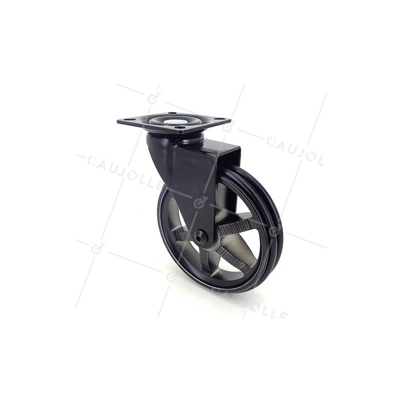 RUEDA DE DISEÑO DE ALUMINIO NEGRO PULIDO CON UN DIÁMETRO DE 100 MM CARGA 55 KG - BLACKSTYL 100P