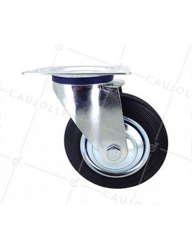 RUEDA GIRATORIA DE MANUTENCIÓN DE CAUCHO NEGRO CON UN DIÁMETRO DE 160 MM CARGA 150 KG - S72C 160