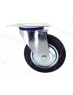 RUEDA GIRATORIA DE MANUTENCIÓN DE CAUCHO NEGRO CON UN DIÁMETRO DE 200 CARGA 180 KG - S72C 200