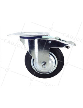 RUEDA GIRATORIA CON FRENO DE MANUTENCIÓN DE CAUCHO CON UN DIÁMETRO DE 160 MM CARGA 150 KG - S72C 160
