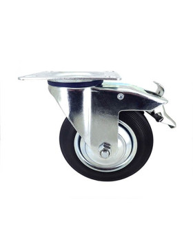 RUEDA GIRATORIA CON FRENO DE MANUTENCIÓN DE CAUCHO CON UN DIÁMETRO DE 160 MM CARGA 150 KG - S72C 160