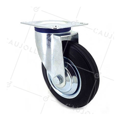 RUEDA GIRATORIA DE MANUTENCIÓN DE CAUCHO NEGRO CON UN DIÁMETRO DE 160 MM CARGA 150 KG - S72C 160 • Caujolle