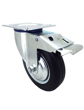 RUEDA GIRATORIA CON FRENO DE MANUTENCIÓN DE CAUCHO CON UN DIÁMETRO DE 160 MM CARGA 150 KG - S72C 160