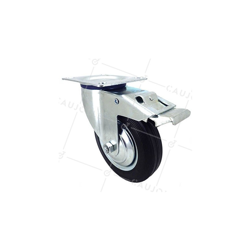 RUEDA GIRATORIA CON FRENO DE MANUTENCIÓN DE CAUCHO CON UN DIÁMETRO DE 160 MM CARGA 150 KG - S72C 160
