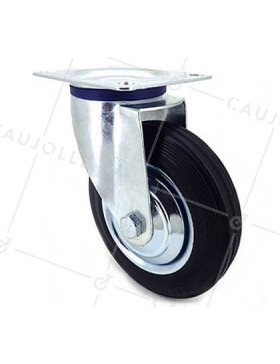 RUEDA GIRATORIA DE MANUTENCIÓN DE CAUCHO NEGRO CON UN DIÁMETRO DE 200 CARGA 180 KG - S72C 200 • Caujolle