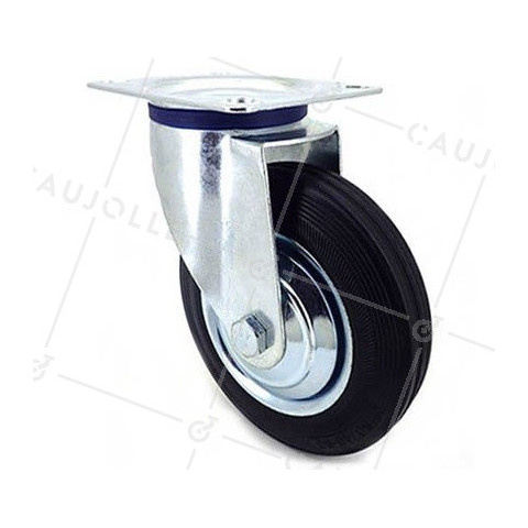 RUEDA GIRATORIA DE MANUTENCIÓN DE CAUCHO NEGRO CON UN DIÁMETRO DE 200 CARGA 180 KG - S72C 200 • Caujolle