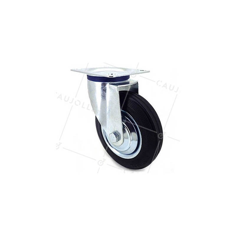 RUEDA GIRATORIA DE MANUTENCIÓN DE CAUCHO NEGRO CON UN DIÁMETRO DE 200 CARGA 180 KG - S72C 200