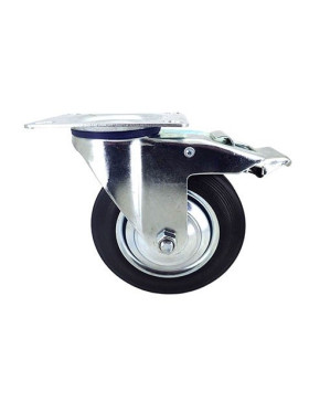 RUEDA GIRATORIA CON FRENO DE MANUTENCIÓN DE CAUCHO NEGRO CON UN DIÁMETRO DE 200 CARGA 180 KG - S72C 200AF