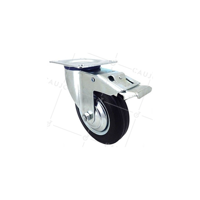 RUEDA GIRATORIA CON FRENO DE MANUTENCIÓN DE CAUCHO NEGRO CON UN DIÁMETRO DE 200 CARGA 180 KG - S72C 200AF