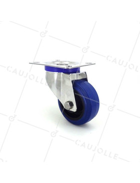 RUEDA GIRATORIA DE ACERO INOXIDABLE Y CAUCHO FLEXIBLE CON UN DIÁMETRO DE 80 MM DIÁMETRO 130 KG • Caujolle