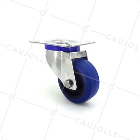 RUEDA GIRATORIA DE ACERO INOXIDABLE Y CAUCHO FLEXIBLE CON UN DIÁMETRO DE 80 MM DIÁMETRO 130 KG • Caujolle
