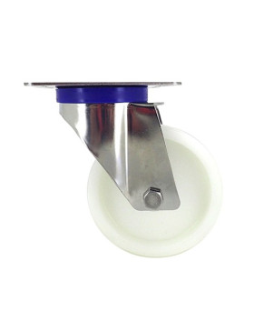 RUEDA DE ACERO INOXIDABLE Y NAILON, GIRATORIA, DIÁMETRO 100 MM, CAPACIDAD DE CARGA 150 KG