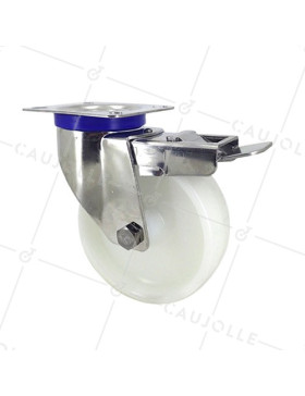 Rotante INOX EN NYLON PIVOTANTE A FRENO DIÁMETRO 125 MM CARGA 200 KG • Caujolle