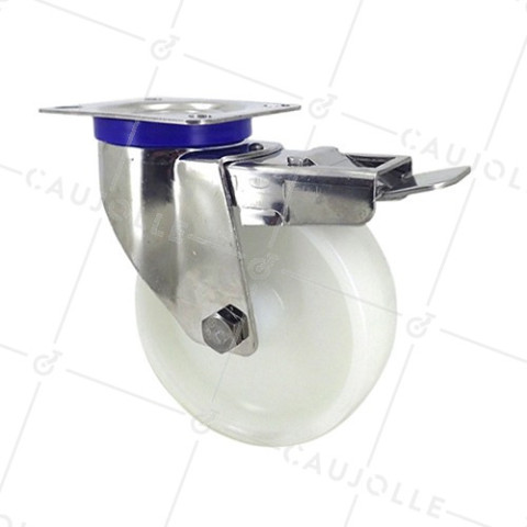 Rotante INOX EN NYLON PIVOTANTE A FRENO DIÁMETRO 125 MM CARGA 200 KG • Caujolle