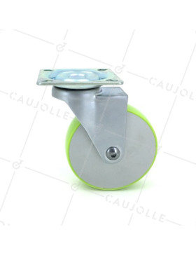 RUEDA DE DISEÑO DE ALUMINIO CON LLANTA Y BANDAJE VERDE CON UN DIÁMETRO DE 75 MM CARGA 50 KG - CANDYSTYL75P