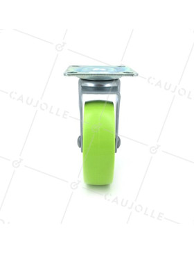 RUEDA DE DISEÑO DE ALUMINIO CON LLANTA Y BANDAJE VERDE CON UN DIÁMETRO DE 75 MM CARGA 50 KG - CANDYSTYL75P