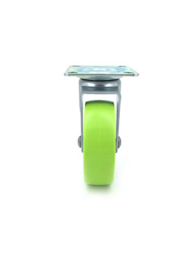 RUEDA DE DISEÑO DE ALUMINIO CON LLANTA Y BANDAJE VERDE CON UN DIÁMETRO DE 75 MM CARGA 50 KG - CANDYSTYL75P