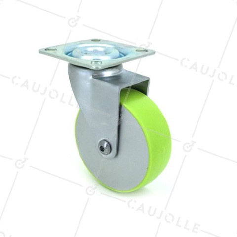 RUEDA DE DISEÑO DE ALUMINIO CON LLANTA Y BANDAJE VERDE CON UN DIÁMETRO DE 75 MM CARGA 50 KG - CANDYSTYL75P • Caujolle