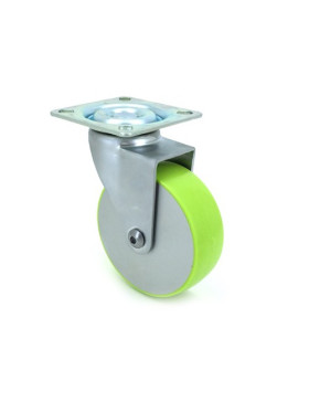 RUEDA DE DISEÑO DE ALUMINIO CON LLANTA Y BANDAJE VERDE CON UN DIÁMETRO DE 75 MM CARGA 50 KG - CANDYSTYL75P