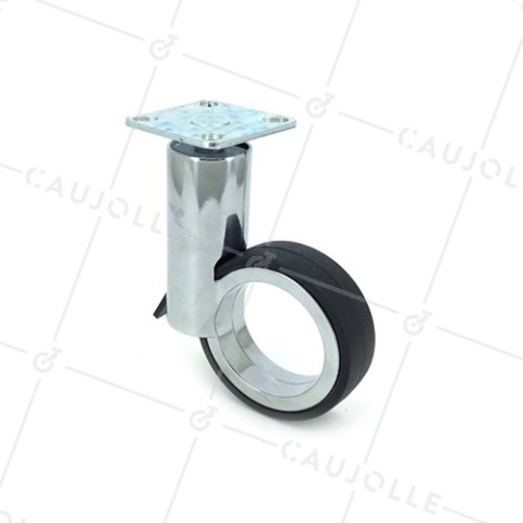 RUEDA FUTURISTA CROMADA CON PLATO CON UN DIÁMETRO DE 65 MM CARGA 30 KG - GRAVITY65PC • Caujolle
