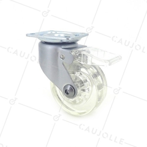RUEDA DE DISEÑO CON FRENO TRANSPARENTE CON UN DIÁMETRO DE 50 MM CARGA 40 KG - CRYSTALTR50PAF • Caujolle