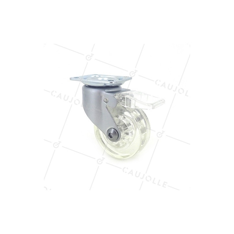 RUEDA DE DISEÑO CON FRENO TRANSPARENTE CON UN DIÁMETRO DE 50 MM CARGA 40 KG - CRYSTALTR50PAF
