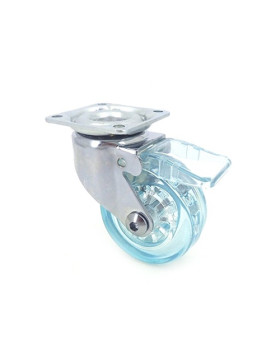 RUEDA DE DISEÑO CON FRENO TRANSPARENTE AZUL CON UN DIÁMETRO DE 50 MM CARGA 35 KG - CRYSTALB50PAF