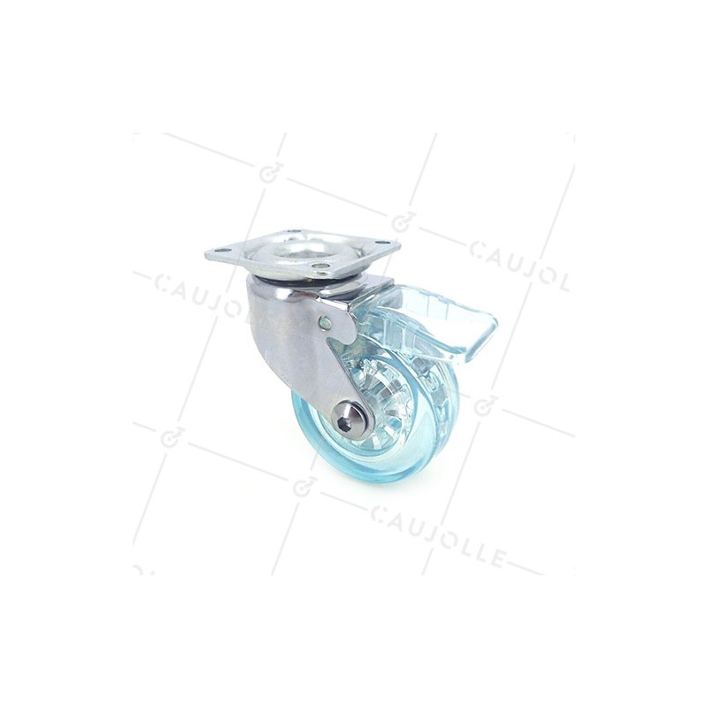RUEDA DE DISEÑO CON FRENO TRANSPARENTE AZUL CON UN DIÁMETRO DE 50 MM CARGA 35 KG - CRYSTALB50PAF