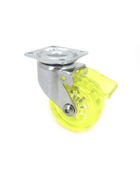 RUEDA DE DISEÑO CON FRENO TRANSPARENTE AMARILLA CON UN DIÁMETRO DE 50 MM CARGA 35 KG - CRYSTALJ50 PAF