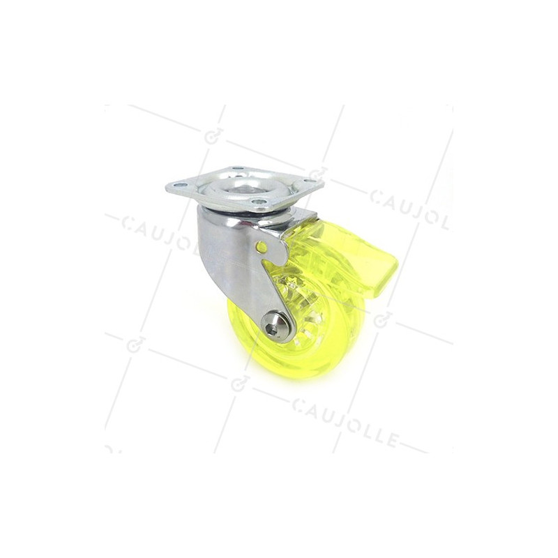 RUEDA DE DISEÑO CON FRENO TRANSPARENTE AMARILLA CON UN DIÁMETRO DE 50 MM CARGA 35 KG - CRYSTALJ50 PAF